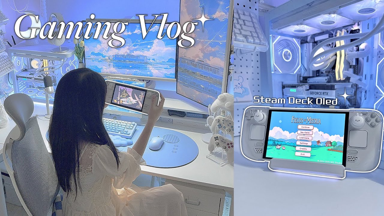 Gaming vlog | 화이트 스팀덱 OLED 언박싱 🤍 | 스팀덱으로 가득 채운 게임 일상 🎮  | 필즈오브미스트리아, 숲속의작은마녀, 스트리노바