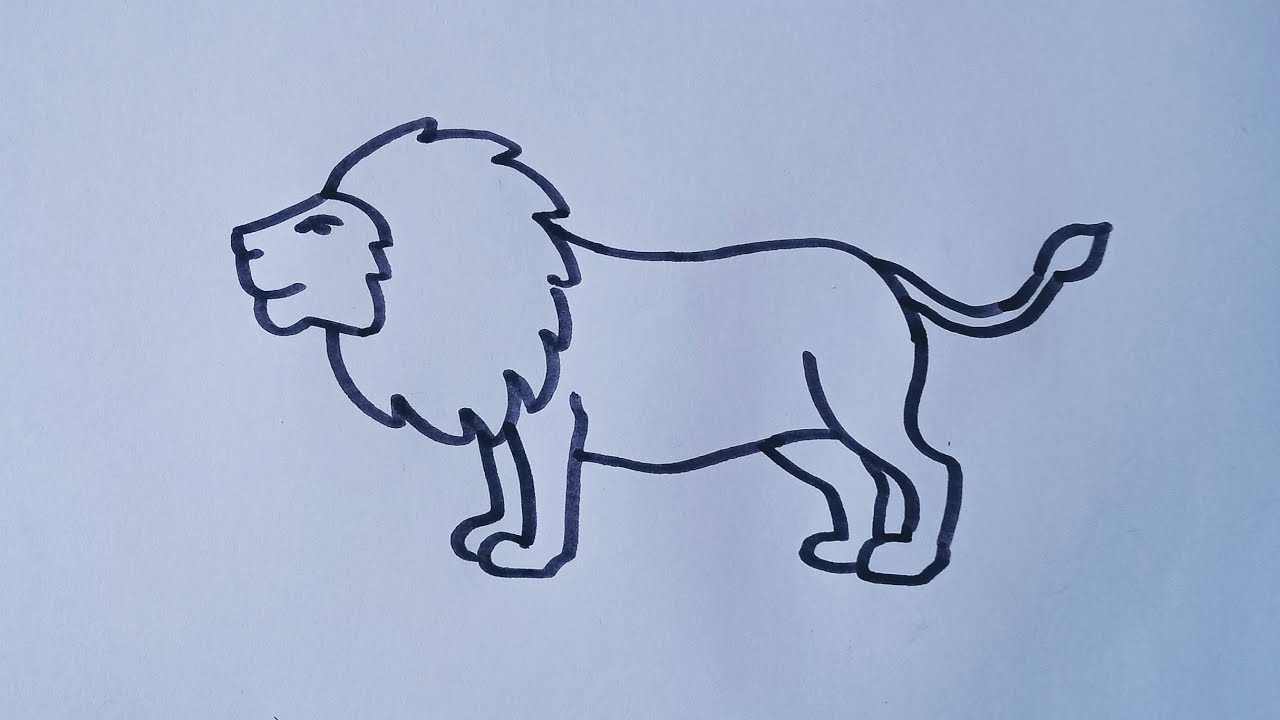 How to draw a Lion/easy drawing step by step/lion outline drawing ...