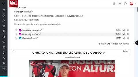 Aula virtual creada en Moodle, un sistema web de gestión de aprendizaje