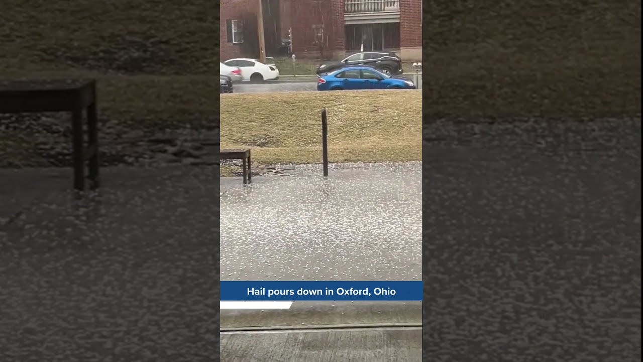 Hail pours down in Oxford, Ohio