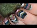 Chevron colour-blocking with nail vinyls nail art