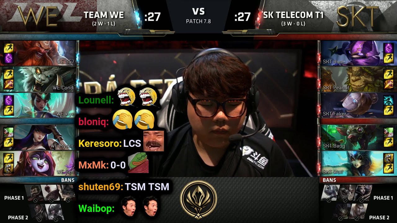 WE vs SKT | 2017 MSI Group Stage Day 2 | Twitch VOD with Chat