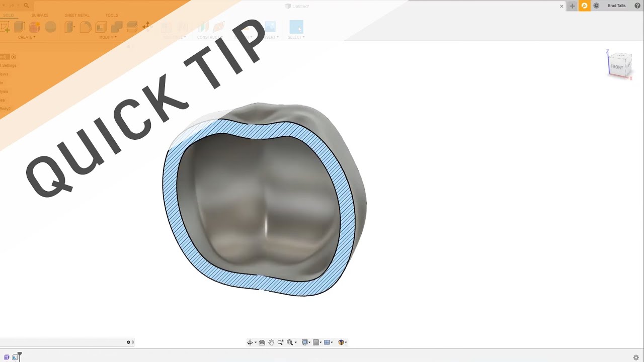 Autodesk Fusion 360 QUICK TIP Form to Solid to Shell YouTube