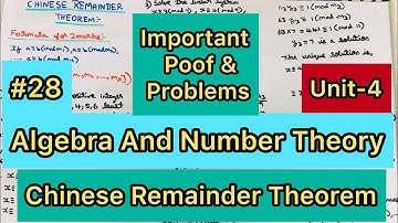 Algebra And Number Theory | #28 | Chinese Remainder Theorem | Tamil