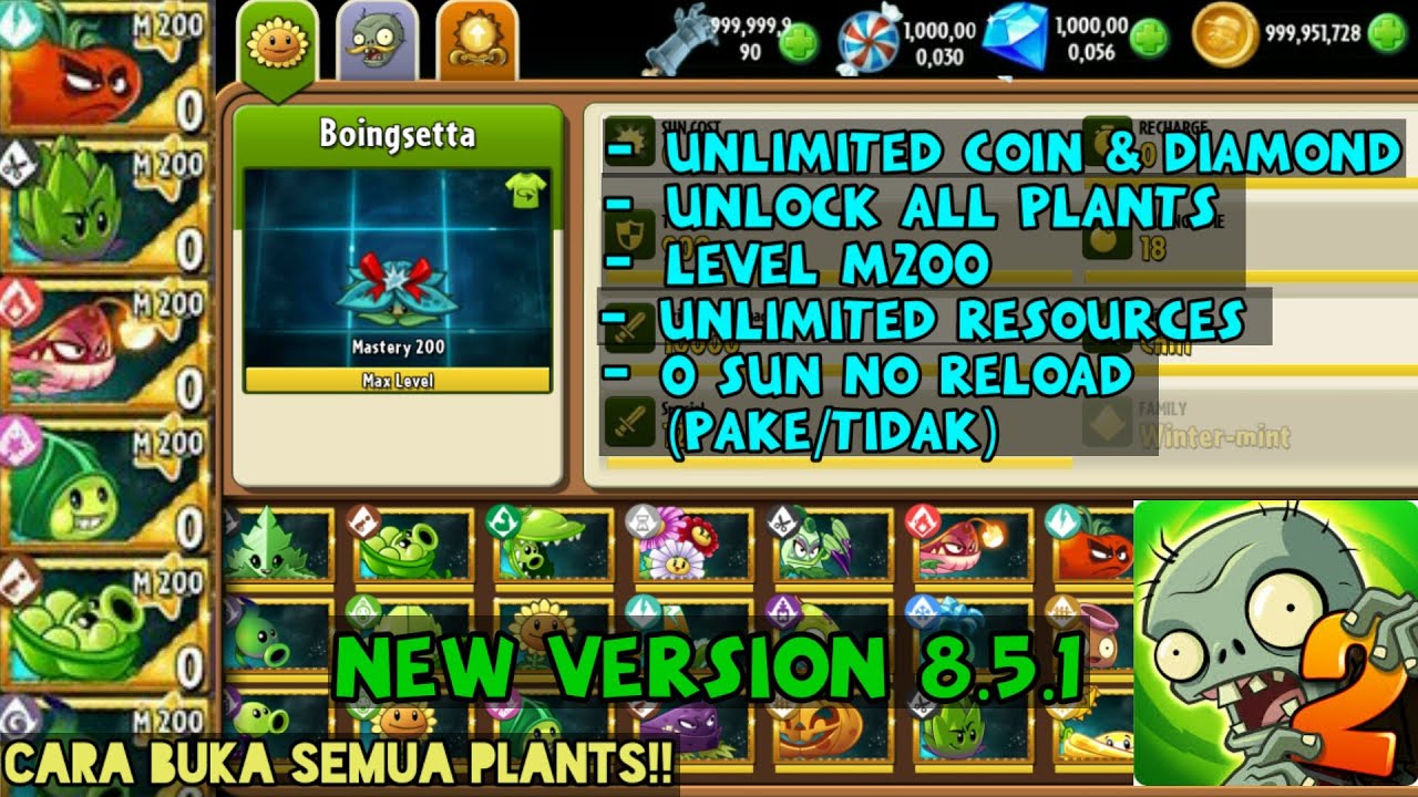Plants Vs Zombies 2 Mod 8.5.1 Unlock All Plants Level