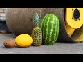 Crushing Crunchy & Soft Things by ROAD ROLLER! - EXPERIMENT: FRUITS VS ROAD ROLLER