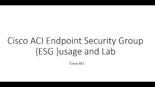 Famous Cisco ACI Endpoint Security Group usage and Lab Net Worth