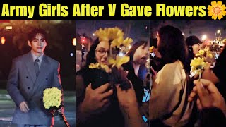 Army Girls Crazy After V Gave Flowers  Bts V Meeting Bts Army At Vogue Today taehyung Meeting Army