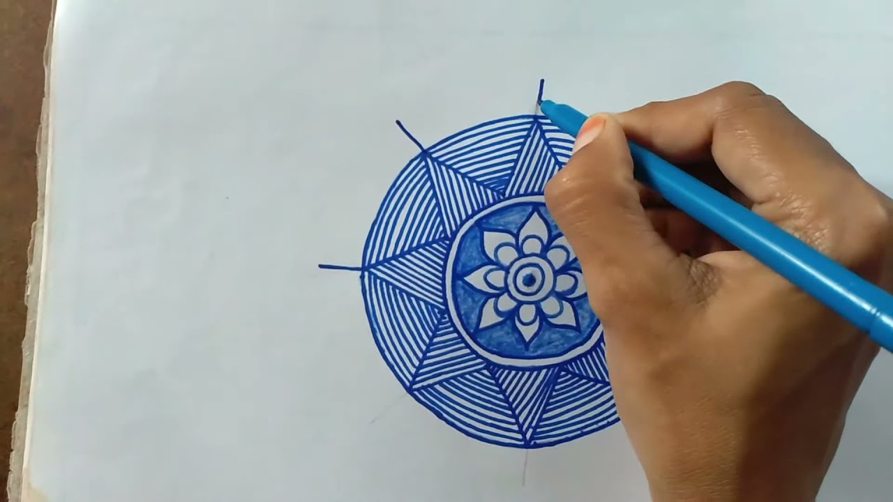 mandala design  (freehand)with illusionary lines makes beautiful art