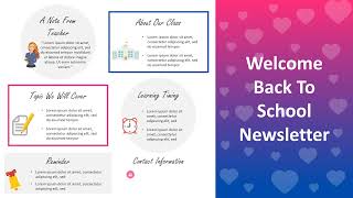 One Page Welcome Back To School Newsletter PowerPoint Template | Kridha Graphics