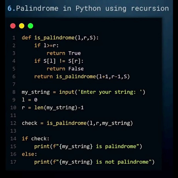 interview questions palindrome in python using recursive #coding # ...