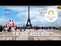 Paris france 2024 olympic games venue walking tour 4k trocadero  garden eiffel tower view