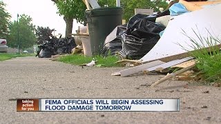 FEMA officials will begin assessing flood damage on Tuesday