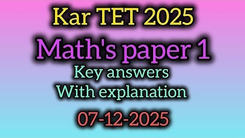 Kar TET 2025 | Math