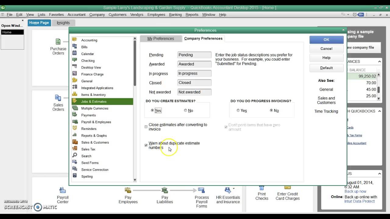 Quickbooks Side Menu Guide to Quickbooks Preferences Menu-Pt 2 - YouTube