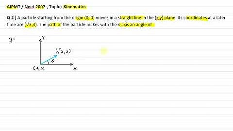 A particle starting from the origin (0,0) moves in a straight line in the (x,y) plane its coordinate