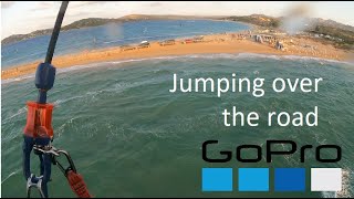 Jumping over a road - Porto Pollo kitesurf Sardegna
