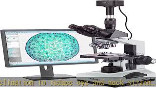 AmScope T490B-5MT Digital Compound Trinocular Microscope, WF10x and WF20x Eyepieces, 40X-2000X Magn