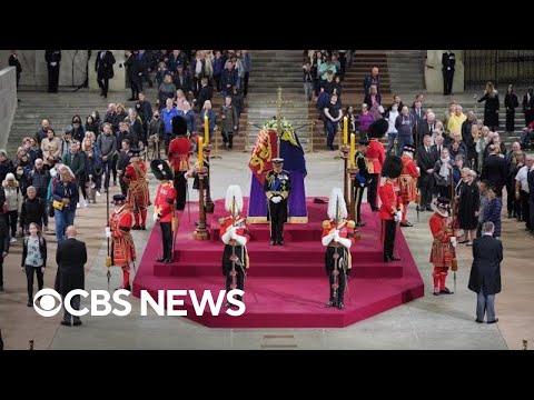 King Charles III, siblings hold vigil at Queen Elizabeth's coffin in Westminster Hall | full video