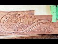 New model 57 simple bed shisam  wood carving lotus viral bed