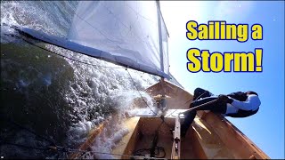 Sailing my Skiff on Storm Eunice remnants, 30Kts Gusts!!