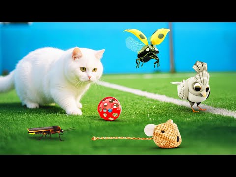 고양이가 좋아하는 영상: 무당벌레🐞, 반딧불이✨, 도마뱀🦎, 바퀴벌레🪳, 새🐦, 공⚽ - 고양이용 게임 6시간 - 파트 23