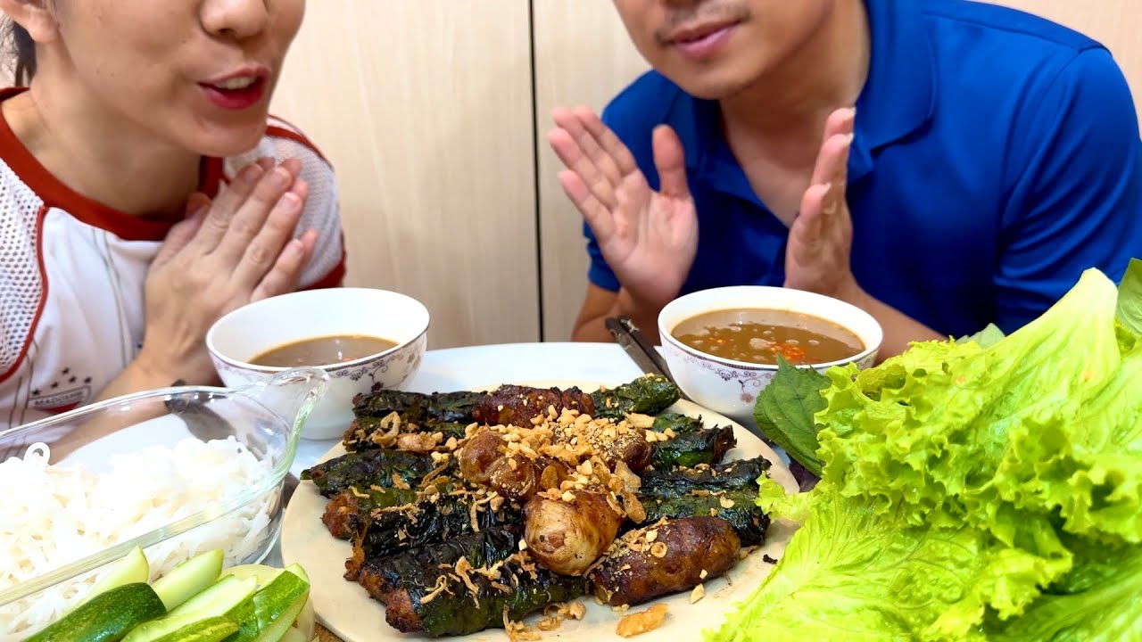 No Talking ASMR: Grilled Betel Leaf Beef 😍 Asian Food Mukbang❤️ Silent ASMR Extreme Eating Sounds