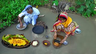 Deshi Gorur Dudher CHANA DHOKA Fry prepared by Granny in her Kitchen!!! Village Food