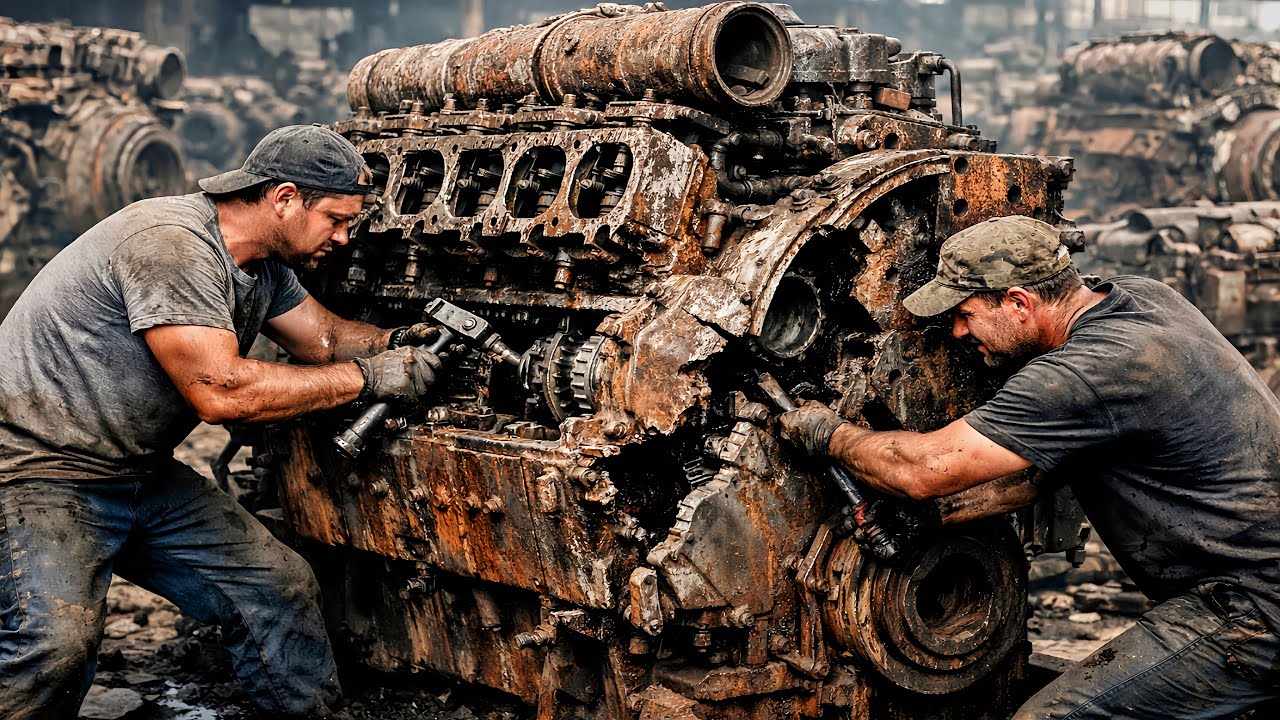 Incredible 😱 Caterpillar Engine Restoration | 25 Years Abandoned Rusted Engine Back to Life
