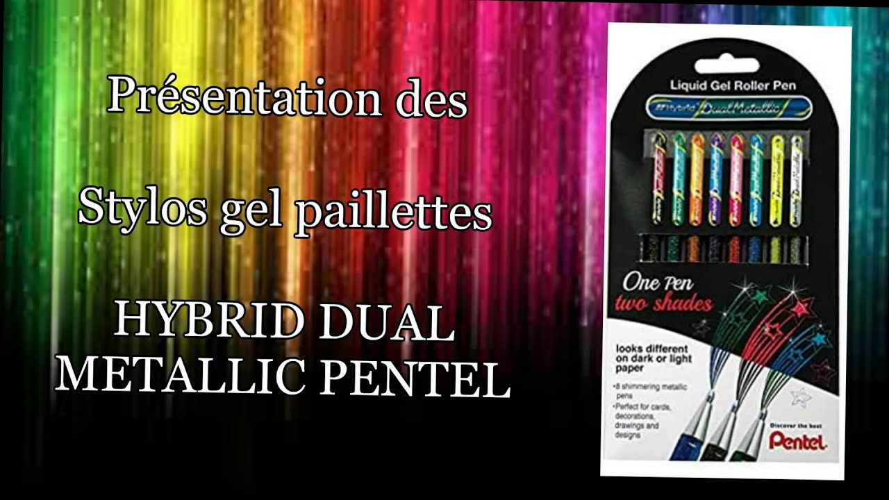 Pentel Stylo Roller Gel Hybrid Dual Metallic | Glitzer-Effekt Stift | 1,0 Mm Spitze | Metallic-Blau/Gold