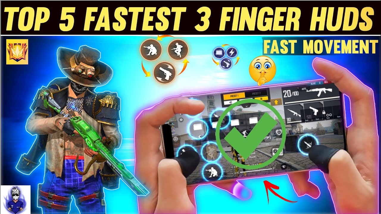 Top 5 Best 3 Finger Custom Hud Sittings In Free Fire😶‍🌫 (Only Red+Movment) Best 3 Finger Hud In FF 😈