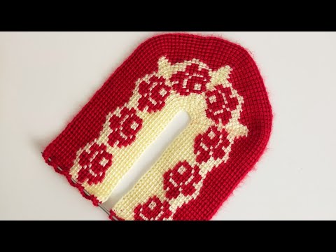 (1.video)Güllü tunus patik yapımı 🧶#patikmodelleri #tunusişipatikmodelleri #pinterest #knitting