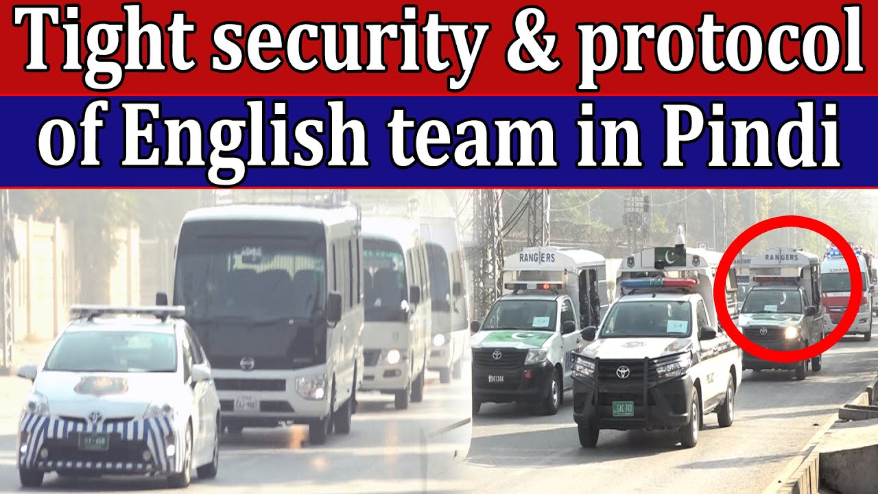 English team arrival in heavy security & protocol in Rawalpindi stadium