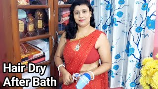 Hair Dry and Combing in Saree 😍 / Bengali Boudi Vlog @SareeSundariVlog1234