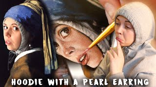 Painting Hoodie with a Peal Earring