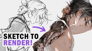 Sketch to Render ✦ Full Digital Art Process  [Clip Studio Paint Illustration Making]