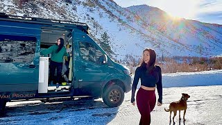 WINTER living in a 4x4 Sprinter Van | Got STUCK off-road alone in the mountains!