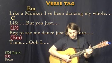 Dance Monkey (Tones and I) Guitar Lesson Chord Chart with Chords/Lyrics - Capo 2nd - 16th Strum