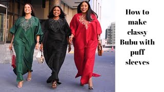 How To Make Stylish Puff Sleeve Bubu With Side Slit [Detailed]