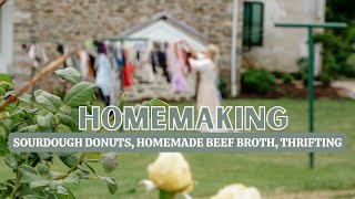 Spend the Day with Me! homemade beef broth recipe, sourdough donuts recipe, thrifting, homemaking