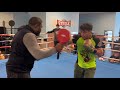 LESTER MARTINEZ &amp; COACH RED WORKING ON HAND PAD DRILL AT STEELE&#39;S BOXING GYM IN LAS VEGAS | TRAINING