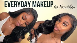NO FOUNDATION EVERYDAY MAKEUP | Beginner Friendly / Oily Skin | Ft. Unice Hair