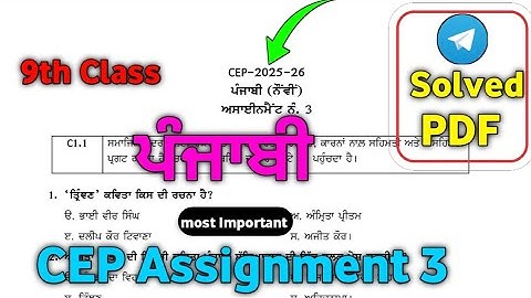 Punjabi CEP Assignment 3 Solution Solution Class 9th | Class 9th CEP Assignment 3 Punjabi 