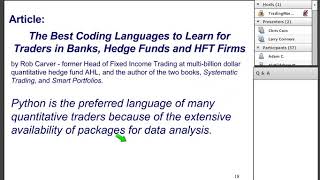 Programming in Python For Traders Webinar