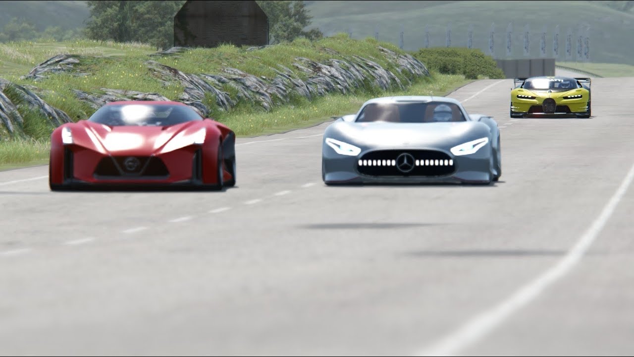 Nissan Concept Vision Gt Vs Mercedes Benz Vision Gt Vs Bugatti Vision Gt Youtube