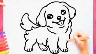 Köpek Nasıl Çizilir - Çok Kolay Sevimli Köpek Çizimi - Çocuklar İçin Resim Çizme - How to draw a Dog