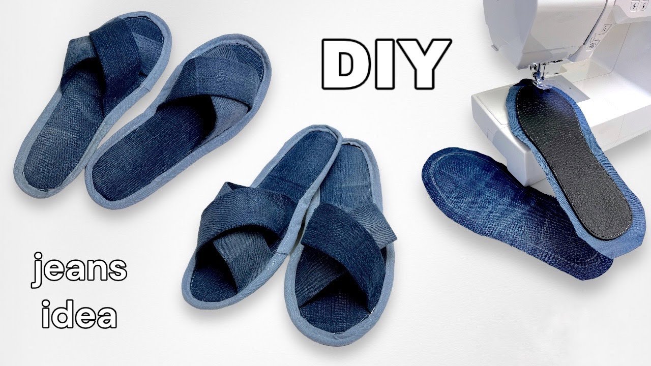 Сшить комнатные тапочки из старых ненужных джинсов - Новая жизнь старых вещей