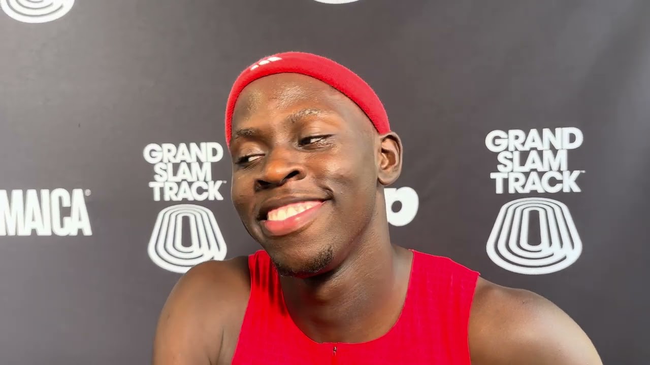 Oblique Seville After Running A Windy 9.84 For 2nd in the 100m at Grand Slam Track Miami