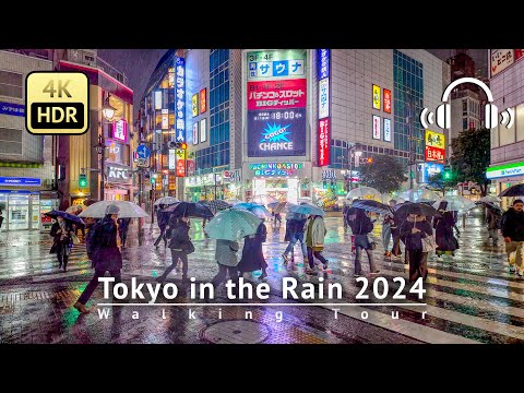 Japan - Tokyo in the Heavy Rain Day-to-Night Walking Tour [4K/HDR/Binaural]