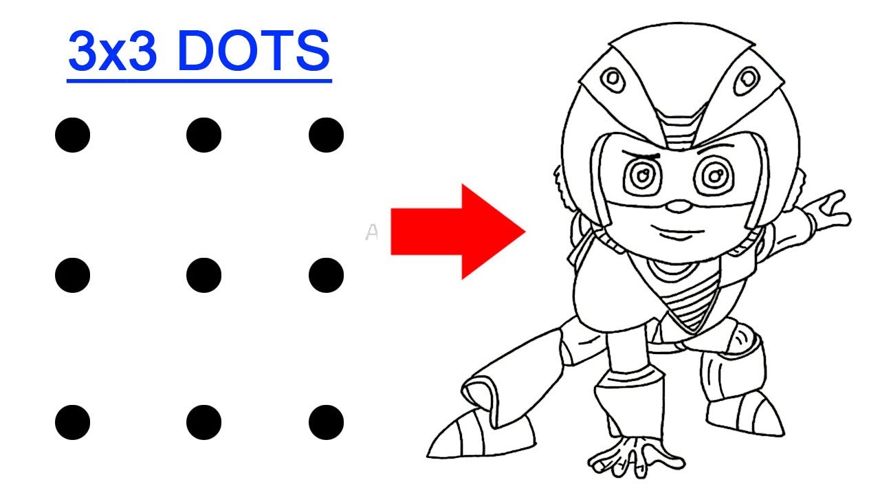 Turn 9 dots into Vir the Robot boy drawing easy   How to draw vir the robot boy drawing easy steps